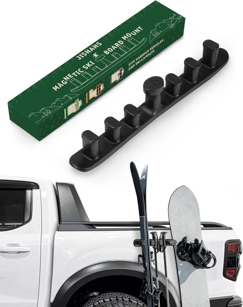 JSAHAH Magnetic Ski Holder for Side of Car – Strips Magnetic Snowboard Mount – Prevent Ski and Snowboard from Tipping Over – Protects Vehicle from Scratches - Snowboard Accessories(Black) - Image 1